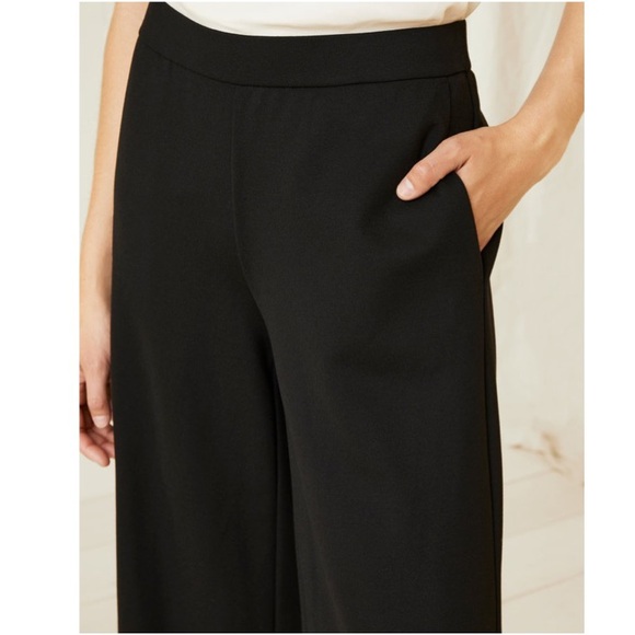 Eileen Fisher Black Flat Front High-Rise Wide Leg Ankle Crop Linen Pants Small - Picture 5 of 16